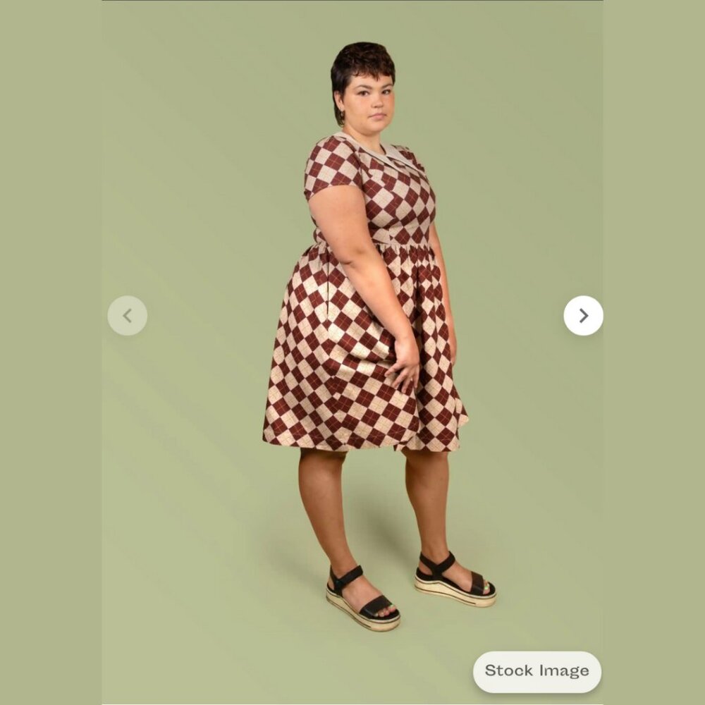 Tuesday of California Dagger Dress in Saltine Argyle 2X BNWT